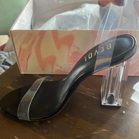 REVOL Clear Strap Block high Heel Sandals transparent heels - Picture 10 of 10